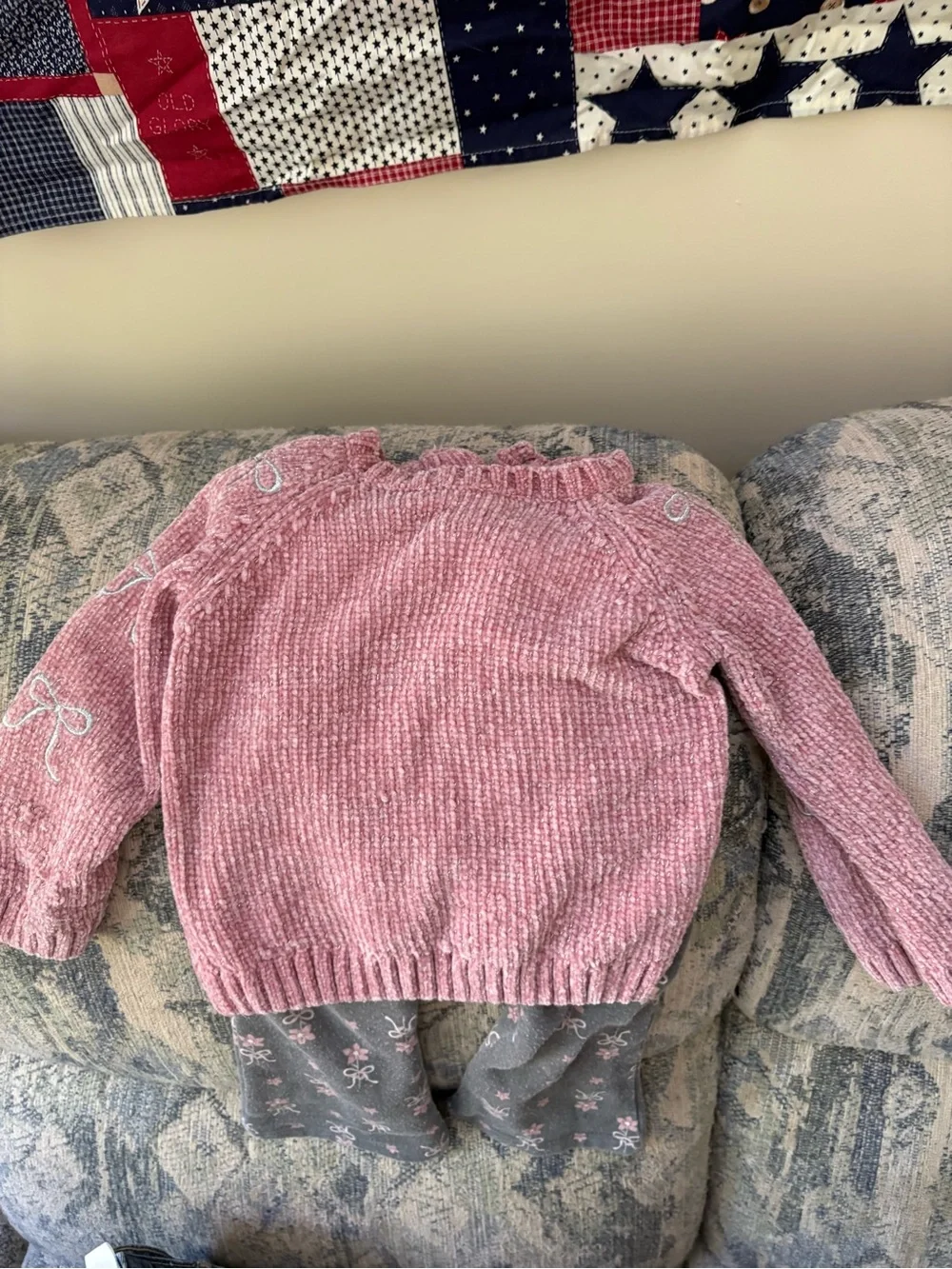 Girls' Pink Chenille Sweater - Soft Long Sleeve Knit